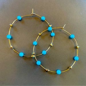 Stella & Dot Madison Hoop Earrings - Gold and Turquoise